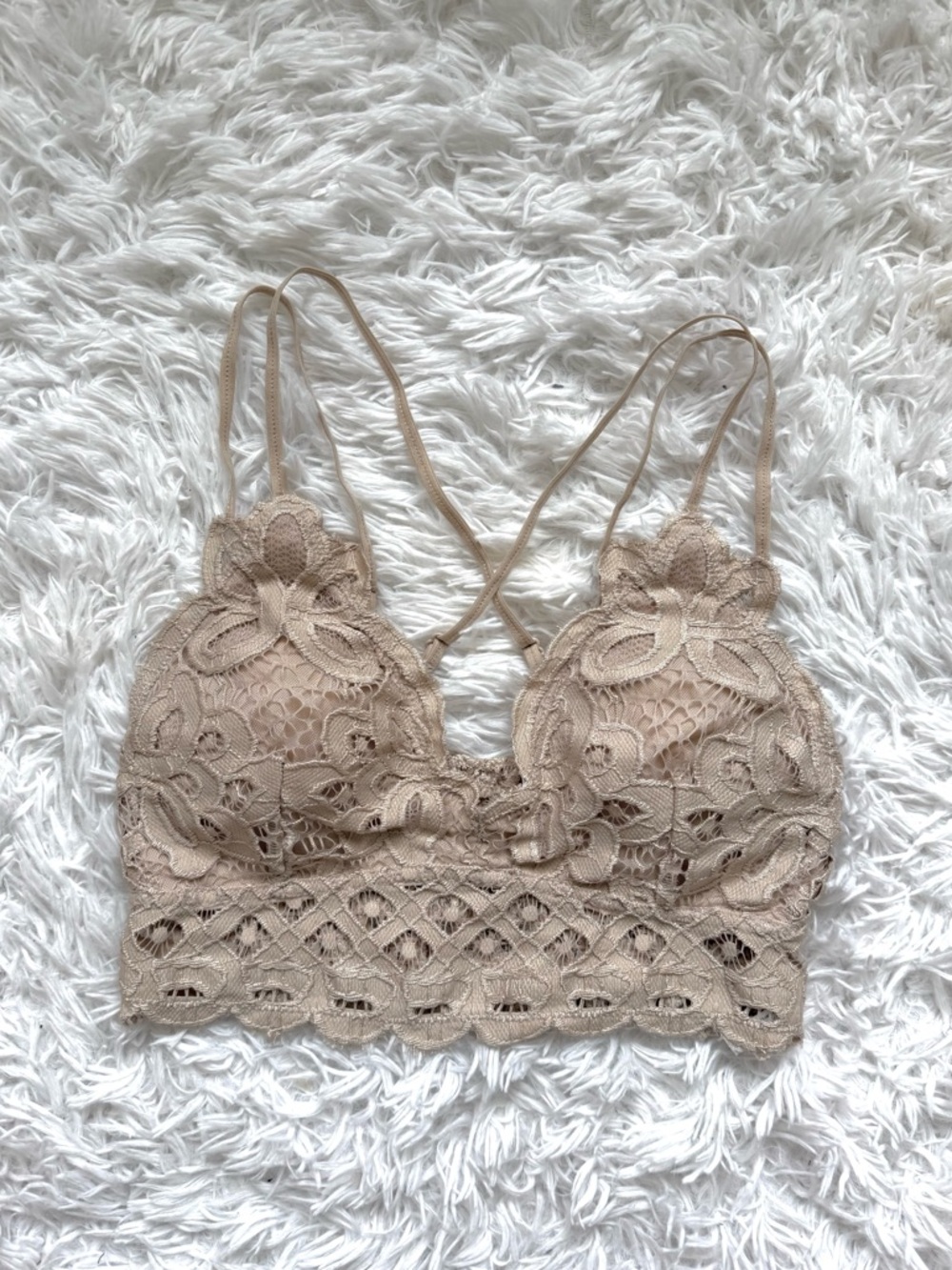 Anemone Lace Bralette in Tan